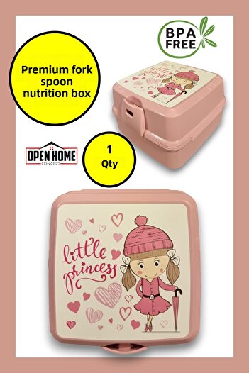 Open Home Concept Pink Little Princess Premium 4 Compartment Lunch Box