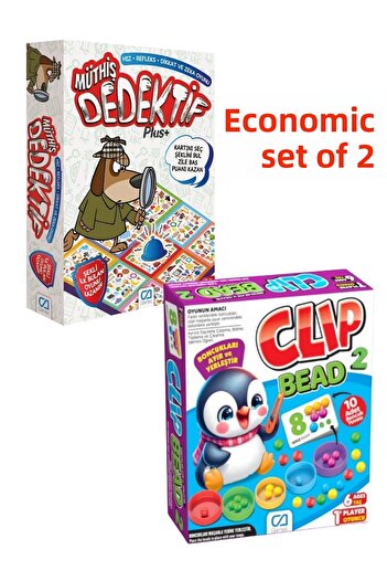 CA Games (Set of 2) Terrific Detective Plus Attention and Intelligence Family-Clip Bead 2 Single and Multiplayer Educational Ages 3+