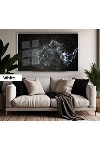Harikabirev Amazing | Black&White Color Smoke Silhouette Model | Framed Tempered Glass Table Single Horizontal