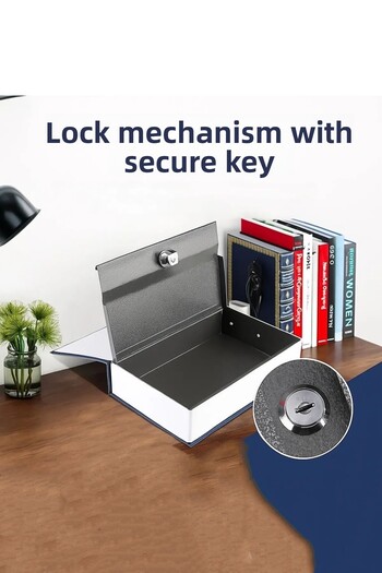 Tilbe Home Large Size Book-Shaped Hidden Safe Box with Key Money Gold Storage Decorative Piggy Bank with Burglar Lock