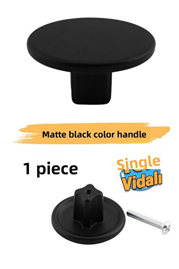 Badem10 Single Screw Flat Luxury Matte Black Button Metal Handle Drawer Furniture Kitchen Cabinet Cupboard Handle Knobs