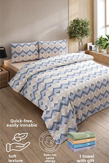 Formeya Lovely Patterned Single Duvet Cover Set - Single Duvet Cover Set with Elastic Sheet