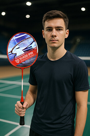 Telvesse 5'li Çantalı Set Badminton Raketi Seti 2 Raket + 2 Top + Çanta Amatör Çocuk-Genç Raket Top Seti 500