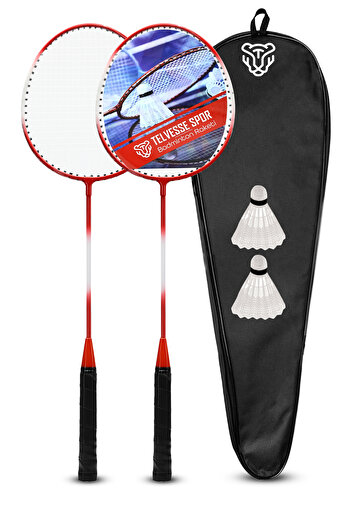 Telvesse 5'li Çantalı Set Badminton Raketi Seti 2 Raket + 2 Top + Çanta Amatör Çocuk-Genç Raket Top Seti 500