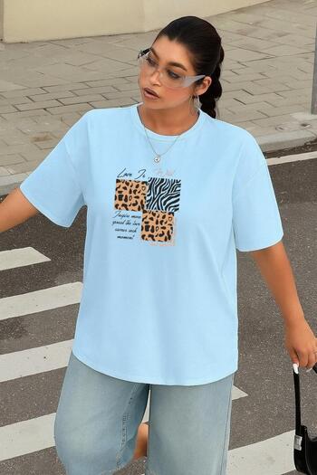 BENROMA Tricou unisex cu imprimeu Love Is Wild de mărime mare