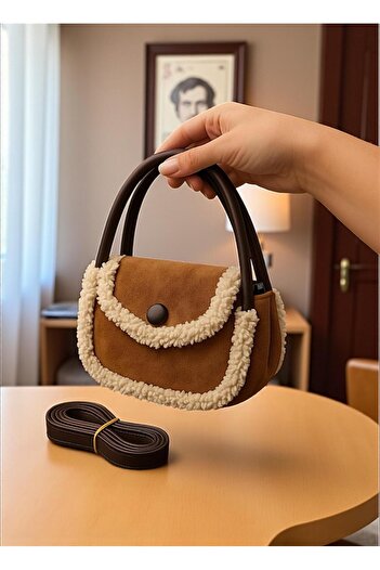 Katusa Nubuck Baguette Bag with Tan Strap
