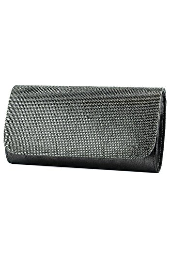 Erkan Saçmacı Anthracite Crystal Stone Chain Strap Magnetic Closure Evening Dress Handbag