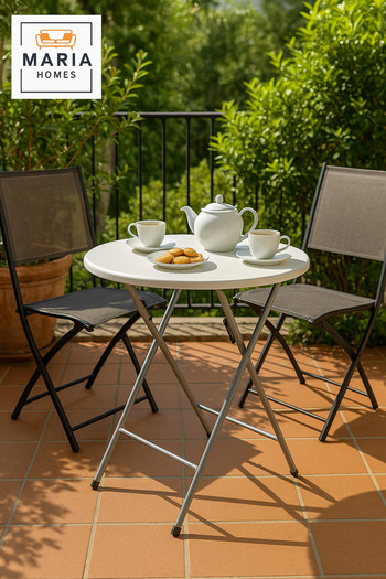 MARIA HOMES 61×75 cm White Folding Table – Portable Round Table for Balcony, Garden, Patio, and Indoor Use