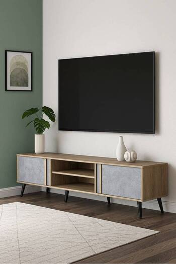 Al Saada Home Premium TV Unit - 180×40×45 cm - Wooden Grey