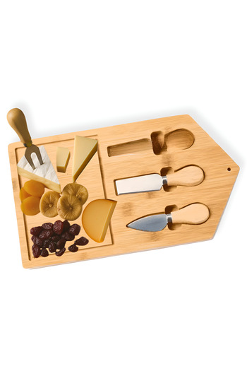 Köken Platou de servire cu brânzeturi Koken, Set de 3 tacâmuri, bambus/oțel inoxidabil, Lemn