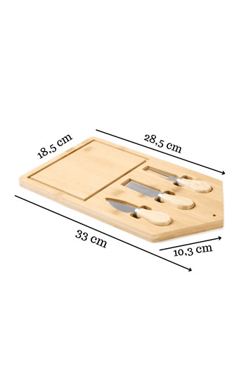 Köken Platou de servire cu brânzeturi Koken, Set de 3 tacâmuri, bambus/oțel inoxidabil, Lemn