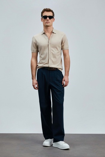 Lufian 111090132 Hector Men's Modal Blended Sweater Shirt Men's Shirt Beige