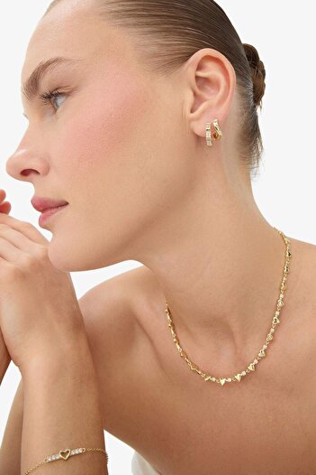DeFacto Reis x 14 Ayar Altın Kaplama Amore Shine Kadın Kalpli ve Taşlı Gold Kolye F3956AXNS
