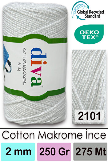 Diva İplik Diva Cotton Makrome Ince 2101 Beyaz