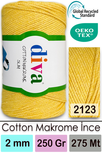 Diva İplik Diva Cotton Macrame Thin 2123 Yellow