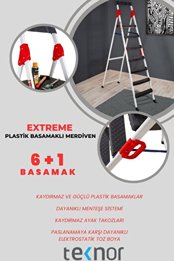 Teknor Extreme Plastik 6+1 Basamaklı Metal Merdiven