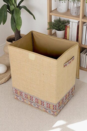 İronika Jute Garni Detailed Box Closet Organizer Toy Items Laundry Storage Box Organizer