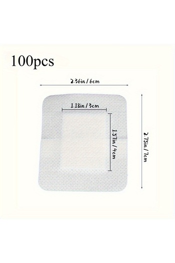 Choice trumpet-100PCS 100PCS Wound Dressings, Breathable Edge Gauze Pads, Latex Free Bandages, Self-adhesiv