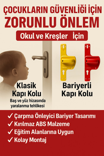 hilal kimya Bariyerli Kapı Kolu | Çocuk Güvenlikli |Okul, Kreş ve Eğitim Alanlarına Uygun 5li Paket