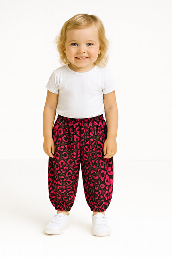 sinankardeşler Viscose Patterned Girl's Shalwar - Elastic