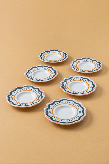 RUBİ PORSELEN Porcelain Patterned Tea Plate Set of 6