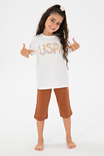 U.S. Polo Assn. Girl's Tan Capri Top and Bottom Set 50294071-Vr011