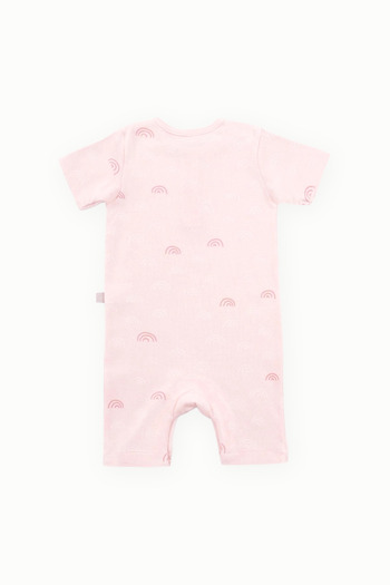 Boumini Cotton Short Sleeve Shorts Baby Jumpsuit Pink Rainbow