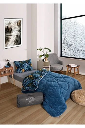 Sudemhome Single Double Sided Luxury Welsoft Elite Quilt Soft Fleece Quilt and Pillow Case Monestera
