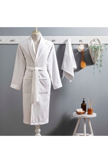 Taç Ritmo Cotton S/M Bathrobe Set White