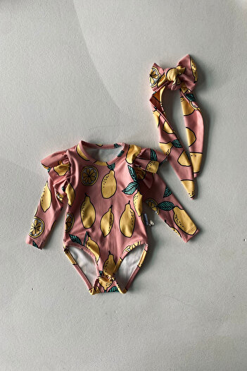 rg kidsstore Uv Protection Baby Ruffle Long Sleeve Swimsuit – Sun Protection Baby Swimsuit_Rg337