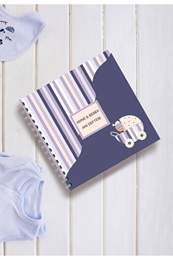 BULUT DİJİTAL Modern Baby Memory Book - First 1 Year & Mother Baby Diary - Agenda & Sticker & Pen Gift