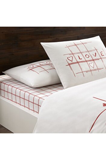 Taç Romenta Glow Ranforce - Red Double Duvet Cover Set
