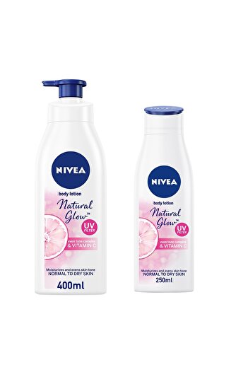 NIVEA Body Lotion Even Tone Natural Glow Complex & Vitamin C Pack 400ml + 250ml