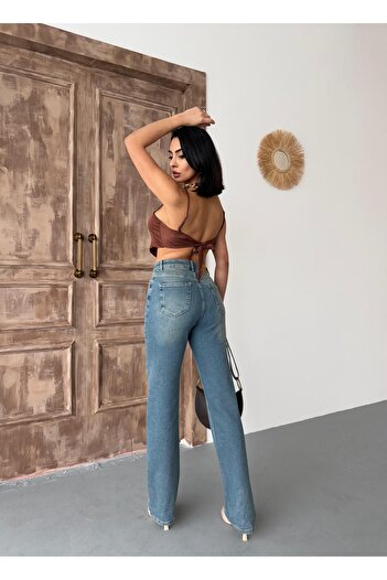 XBELLA DENİM Women's Straight Lycra High Waist Pipe Leg Jeans