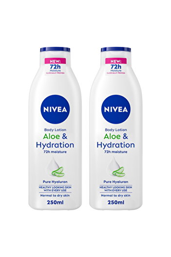 NIVEA Aloe and Hydration Body Lotion with Aloe Vera 2 x 250 ml Pack for Soft and Smooth Skin Care