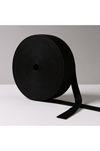 Final Düğme 5 cm X 25 Meters Black Wide Flat Rubber – for Waist, Leg, Underwear and Elastic Band