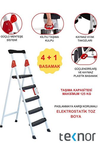 Teknor Extreme Plastik 4+1 Basamaklı Metal Merdiven