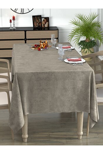 Perle Daily Series Velvet Textured Stone Color Tablecloth