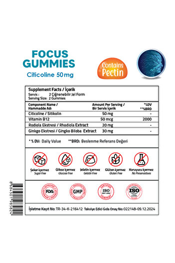 Validus Focus (SİTİKOLİN) 60 Gummies