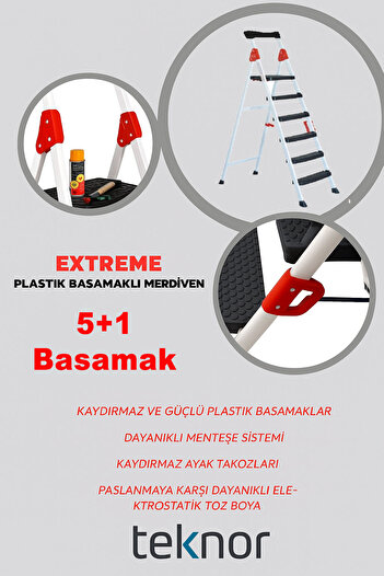 Teknor Extreme Plastik 5+1 Basamaklı Metal Merdiven