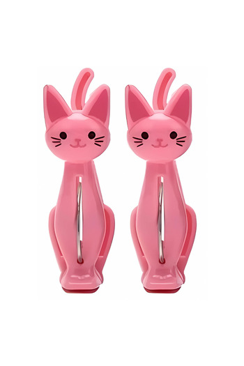Yenigeldi 2 Pieces Pink Cat Beach Towel Peg Clips – Strong Grip and Fun Design