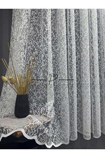rendecioğlutekstil Tulle Curtain Paw Pattern Knitted Fabric (Compatible for Short Glasses)