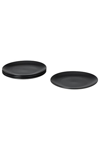 IKEA 4 Adet Tabak Seti Mat Koyu Gri-Antrasit Renk 26 cm, 4 Adet, Stoneware Yuvarlak Tabak Seti