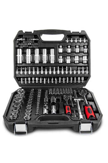 Blasko Trusa scule profesionala 108 piese Chrome Vanadium, capete tubulare, surubelnite clichet