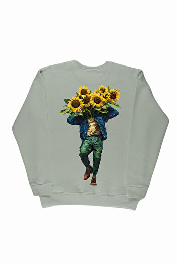 By Caspita Fashion Lenithra Van Gogh Світшот з принтом на спині, унісекс, оверсайз, сірий