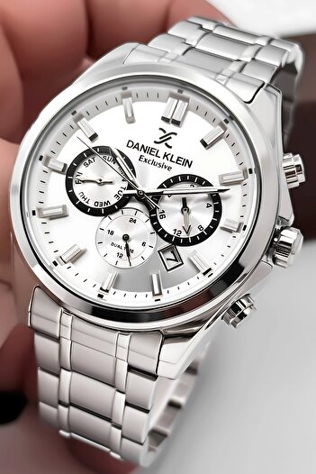 Daniel Klein Men's Wrist Watch Exclusive Steel Band with Bracelet Gift Silver-White Zmdk1192