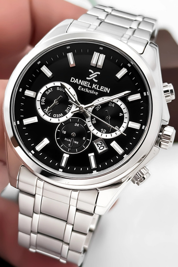 Daniel Klein Men's Wrist Watch Exclusive Steel Band with Bracelet Gift Silver-Black Zmdk1192