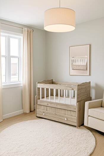 Kaktüs Avm Çekmeceli Sallanır Anne Yanı Bebek Beşiği 50 x 100