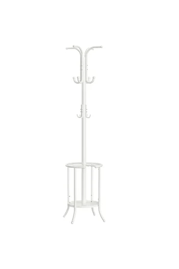 SONGMICS Clothes rack with umbrella stand, 12 hooks, 175 cm, white