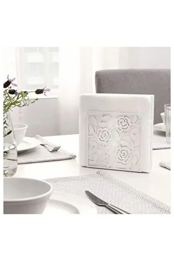 IKEA Metal Napkin Holder, White, 16X16 cm
